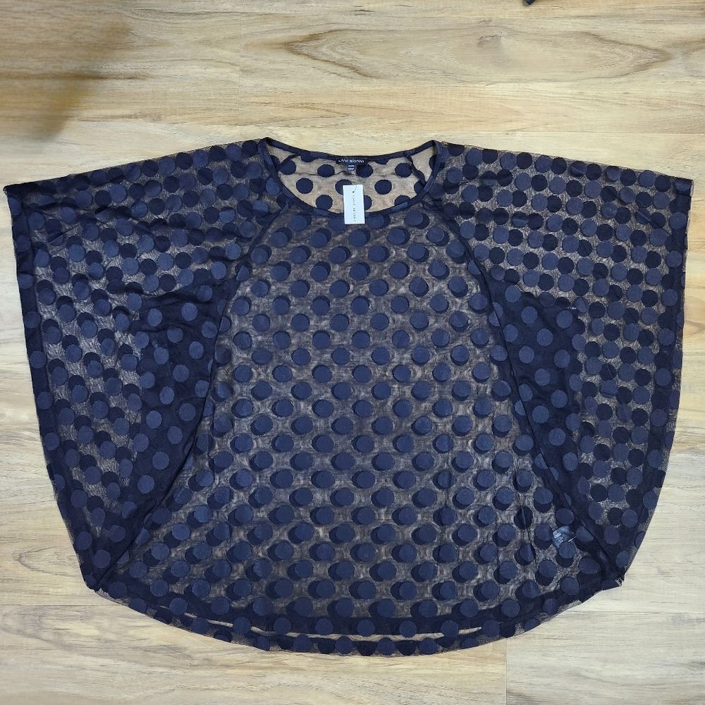 🔹️NWT Lane Bryant Black Semi-Sheer Polka Dot Swim Coverup/Top Size 22-24
